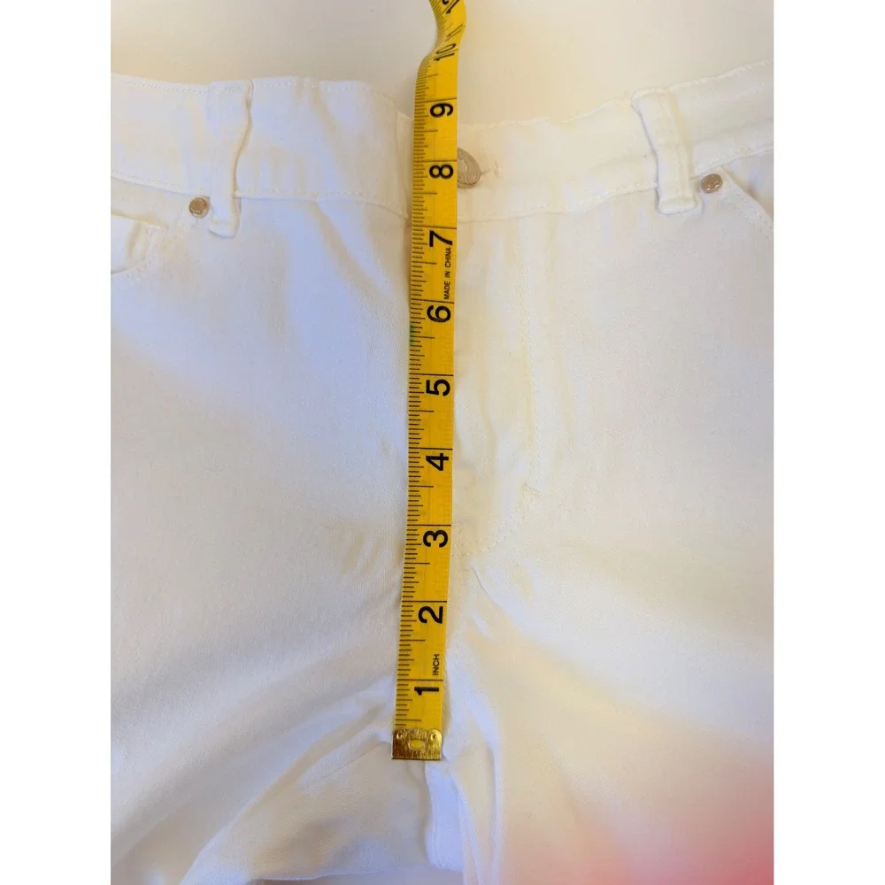 White House Black Market Skimmer White Cropped Denim Jeans Size 10 Mid Rise - Picture 8 of 11